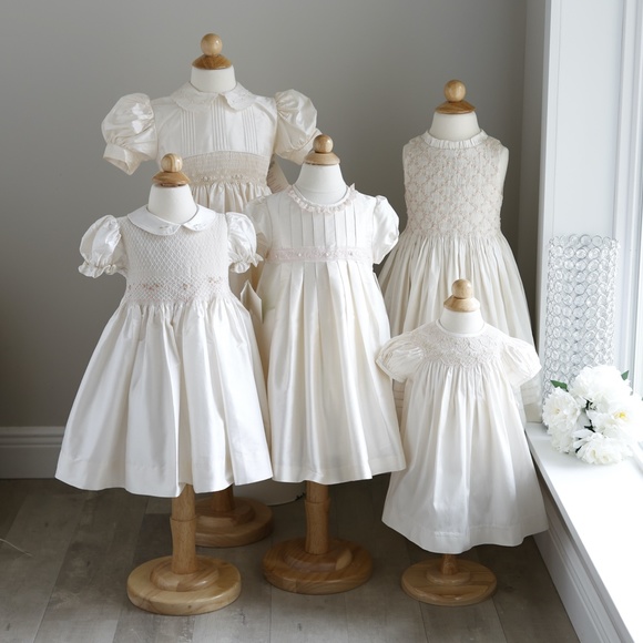 Ivory Silk Dress ELEGANT Pink Trim FLOWER GIRL Special Occasion Luli & Me NWT - Picture 10 of 11